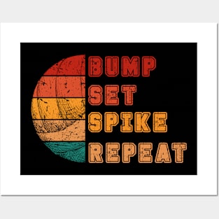 Vintage Bump Set Spike Volleyball Posters and Art